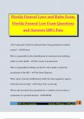 Florida Funeral Laws and Rules Exam&comma; Florida Funeral Law Exam Questions and Answers 100&percnt; Pass