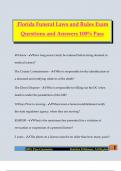 Florida Funeral Laws and Rules Exam Questions and Answers 100&percnt; Pass