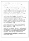 Final NUR 411 leadership Questions With Complete Solutions
