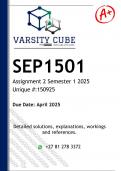 SEP1501 Assignment 2 &lpar;DETAILED ANSWERS&rpar; Semester 1 2025 - DISTINCTION GUARANTEED
