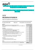 2024 AQA GCSE RELIGIOUS STUDIES B 8063&sol;2A Paper 2A  Perspectives on faith &lpar;themes&rpar;&period;  Verified Question Paper with Marking Scheme Combined&period;  June 2024
