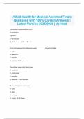 Allied Health for Medical Assistant Finals Questions with 100&percnt; Correct Answers &vert; Latest Version 2025&sol;2026 &vert; Verified