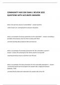 COMMUNITY NUR 206 EXAM 1 REVIEW 2025 QUESTIONS WITH ACCURATE ANSWERS