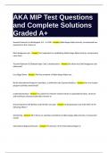 AKA MIP Test Questions and Complete Solutions Graded A&plus;