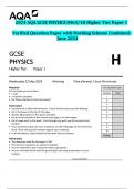 2024 AQA GCSE PHYSICS 8463&sol;1H Higher Tier Paper 1  Verified Question Paper with Marking Scheme Combined&period;  June 2024