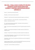 BIO 210 - FINAL EXAM COMPLETE REVIEW - NEWEST EXAM QUESTIONS AND CORRECT VERIFIED ANSWERS&vert;ALREADY GRADED A&plus;