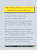 AQA Sociology Education &lpar;A Level&rpar; Exam Questions and Answers 100&percnt; Pass