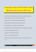 Geography AQA GCSE PAPER 1 Exam Questions and Answers 100&percnt; Pass