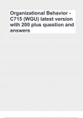 Organizational Behavior - C715 &lpar;WGU&rpar; latest version with 200 plus question and answers
