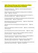 AMCA Physical Therapy Aide Certification &lpar;PTAC&rpar; - Questions With Comprehensive Solutions
