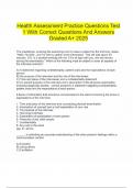  Health Assessment Practice Questions Test 1 With Correct Questions And Answers Graded A&plus; 2025