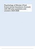 Psychology of Women &lpar;Final Exam&rpar; Actual Questions &lpar;Correct&rpar; with 200 plus questions and answers 2025-2026