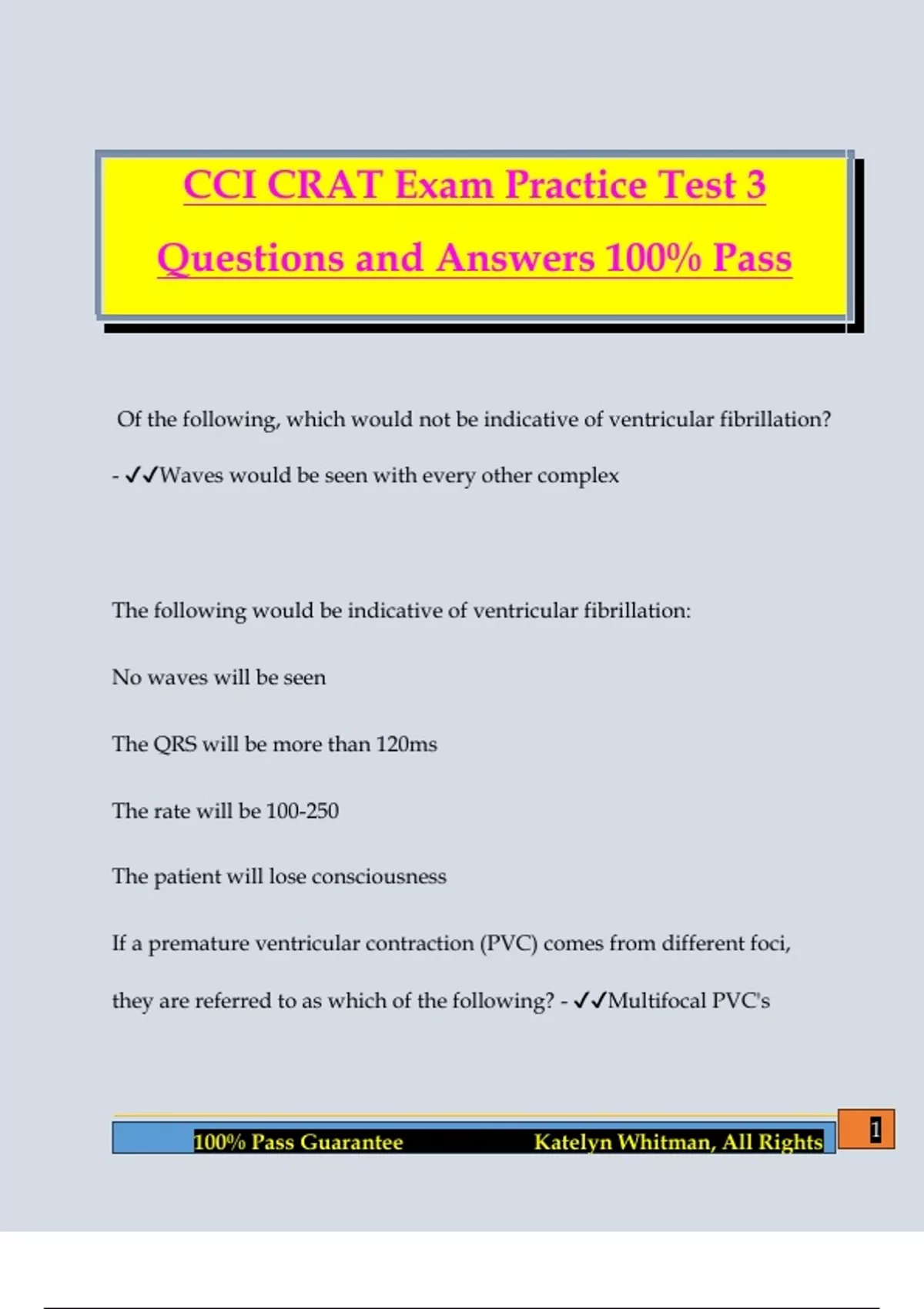 Per Cci Questionnaire.pdf CCI CRAT Exam Practice Test 3 Questions and Answers 100% Pass - CCI ...