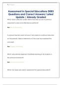 Assessment in Special Education D003  Questions and Correct Answers&sol; Latest  Update &sol; Already Graded