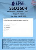 SSO2604 Assignment 1 &lpar;ANSWERS&rpar; Semester 1 2025 - DISTINCTION GUARANTEED