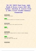 NR 325&sol; NR325 Final Exam&colon; Adult Health II Review &lpar;Latest 2025&sol; 2026 Update&rpar; &vert; Questions & Answers&vert; Grade A&vert; 100&percnt; Correct &lpar;Verified Solutions&rpar;- Chamberlain