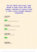 NR 325&sol; NR325 Final Exams&colon; Adult Health II &lpar;Latest 2025&sol; 2026 Updates STUDY BUNDLE WITH COMPLETE SOLUTIONS&rpar; &vert; Questions & Answers&vert; Grade A&vert; 100&percnt; Correct &lpar;Verified Solutions&rpar;- Chamberlain