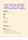 NR 325&sol; NR325 Exam 2&colon; Adult Health II Review &lpar;Latest 2025&sol; 2026 Update&rpar; &vert; Questions & Answers&vert; Grade A&vert; 100&percnt; Correct &lpar;Verified Solutions&rpar;- Chamberlain