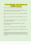 OT Test UPDATED   Exam Questions and  CORRECT Answers 