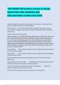  TEST BANK FOR Systems Analysis & Design QUESTIONS AND ANSWERS AND EXPLANATIONS TO PRACTICE WITH