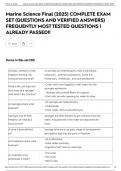 Marine Science Final &lpar;2025&rpar; COMPLETE EXAM SET &lpar;QUESTIONS AND VERIFIED ANSWERS&rpar; FREQUENTLY MOST TESTED QUESTIONS &vert; ALREADY PASSED&excl;&excl;