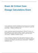 Exam Ati Critical Care Dosage Calculations Exam