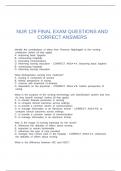NUR 129 FINAL EXAM QUESTIONS AND CORRECT ANSWERS