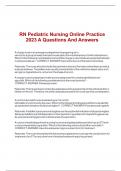 RN Pediatric Nursing Online Practice  2023 A Questions And Answers 