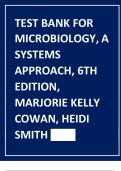 TEST BANK FOR MICROBIOLOGY&comma; A SYSTEMS APPROACH&comma; 6TH EDITION&comma; MARJORIE KELLY COWAN&comma; HEIDI SMITH