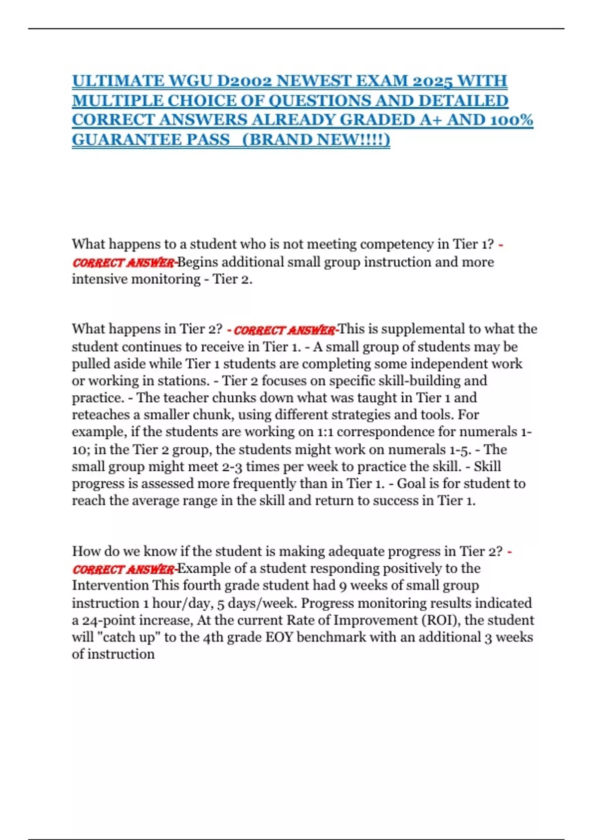 ULTIMATE WGU D2002 NEWEST EXAM 2025 WITH MULTIPLE CHOICE OF QUESTIONS ...