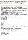 Exam 1 CCM CMC Practice Test Questions &ndash; AACN questions and answers verified A&plus; study tips&period;pdf