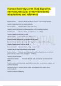 Human Body Systems like&lpar; digestive&comma; nervous&comma;mascular urnary functions&rpar; adaptations and relevance