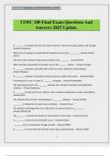 COSC 100 Final Exam Questions And Answers 2025 Update&period;