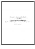 Instructor&rsquo;s Manual and Test Bank  Language Disorders in Children&colon; Fundamental Concepts of Assessment and Intervention 2nd Edition by Joan Kaderavek &vert;All Chapters