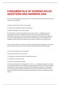 FUNDAMENTALS OF NURSING NCLEX QUESTIONS AND ANSWERS 2024