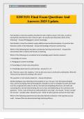 EDF3151 Final Exam Questions And Answers 2025 Update