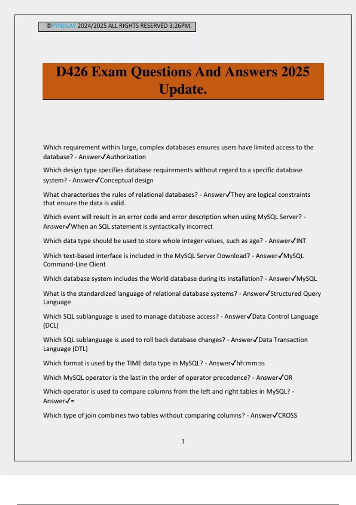 D426 Exam Questions And Answers 2025 Update. - WGU D426 - Stuvia US