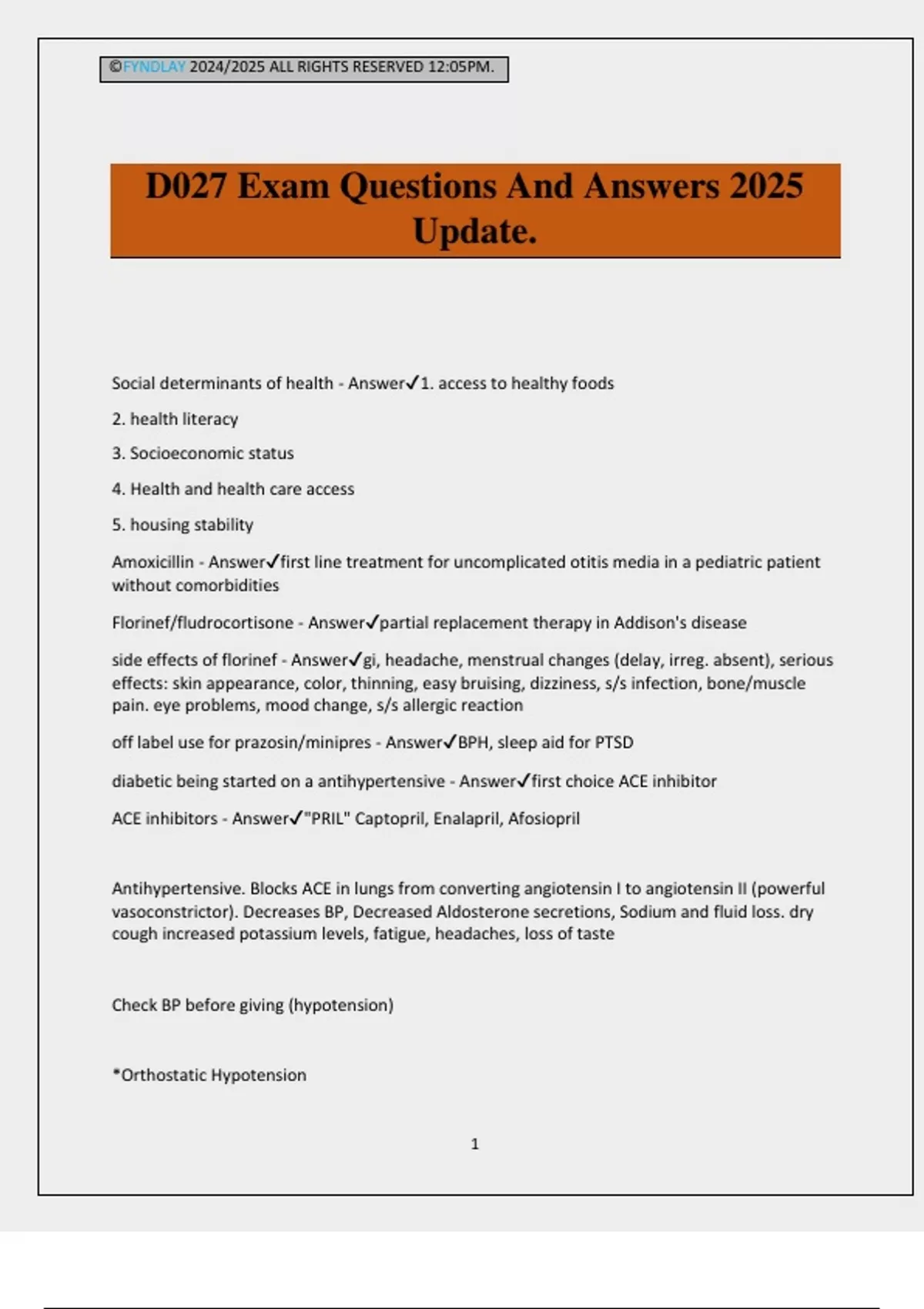 D027 Exam Questions And Answers 2025 Update. - WGU D027 - Stuvia US