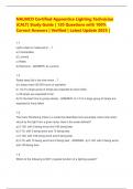 NALMCO Certified Apprentice Lighting Technician &lpar;CALT&rpar; Study Guide &vert; 120 Questions with 100&percnt; Correct Answers &vert; Verified &vert; Latest Update 2025 &vert; 