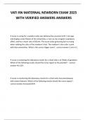 VATI RN MATERNAL NEWBORN EXAM 2025 WITH VERIFIED ANSWERS ANSWERS