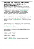MIDTERM BIOL1001 LSUE JARIEL EXAM QUESTIONS AND ANSWERS 100- SOLVED &lpar;Newest