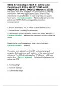 WJEC Criminology Unit 4- Crime and Punishment EXAM QUESTIONS AND ANSWERS 100- SOLVED
