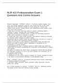 NUR 410 Professionalism Exam 1 Questions And Correct Answers