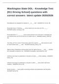 Washington State DOL - Knowledge Test &lpar;911 Driving School&rpar; questions with correct answers  latest update 2025&sol;2026