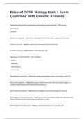 Edexcel GCSE Biology topic 1 Exam Questions With Assured Answers