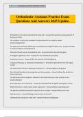 Orthodontic Assistant Practice Exam Questions And Answers 2025 Update&period;