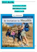 Test Bank for An Invitation to Health 20th Edition by Tunks&comma; All Chapters 1 to 20 complete Verified editon ISBN&colon;9780357728345