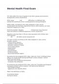 Mental Health Final Exam with 100&percnt; correct answers 2025