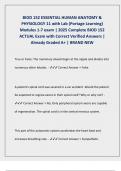 BIOD 152 ESSENTIAL HUMAN ANATOMY &  PHYSIOLOGY 11 with Lab &lpar;Portage Learning&rpar;  Modules 1-7 exam &vert; 2025 Complete BIOD 152  ACTUAL Exam with Correct Verified Answers &vert;  Already Graded A&plus; &vert; BRAND NEW