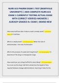 NURS 615 PHARM EXAM 1 TEST &lpar;MARYVILLE  UNIVERSITY&rpar; &vert; 2025 COMPLETE NURS 615  EXAM 1 CURRENTLY TESTING ACTUAL EXAM  WITH CORRECT VERIFIED ANSWERS &vert;  ALREADY GRADED A&plus; EXAM &vert; BRAND NEW
